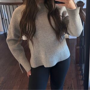 White Fox Not Like Us Knit Sweater in Taupe